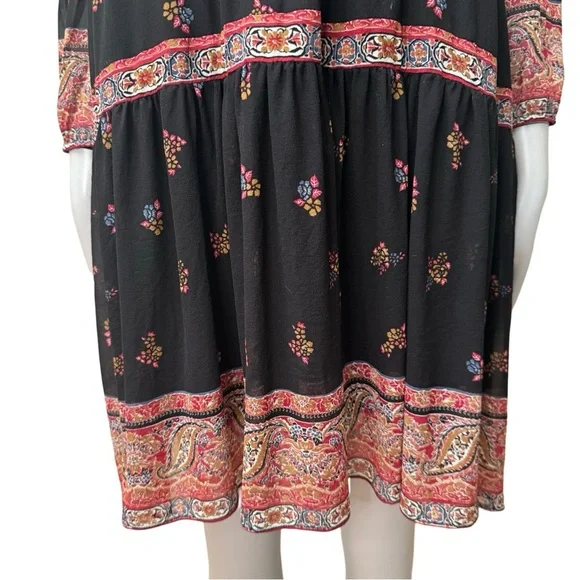 JOIE Alpina 100% Silk Dress Caviar Paisley Tie Neck Loose Fit Dress With Slip - Picture 8 of 16